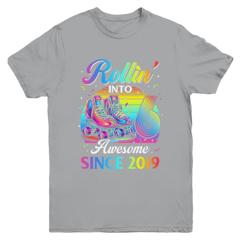 Birthday Roller Skating 6th Girl Rollin Into 6 Skate Party Youth Shirt | siriusteestore