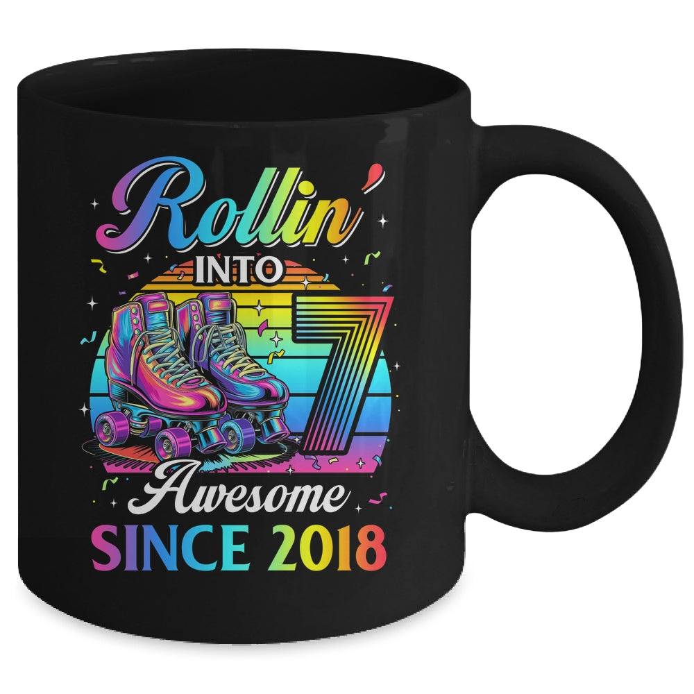 Birthday Roller Skating 7th Girl Rollin Into 7 Skate Party Mug | siriusteestore
