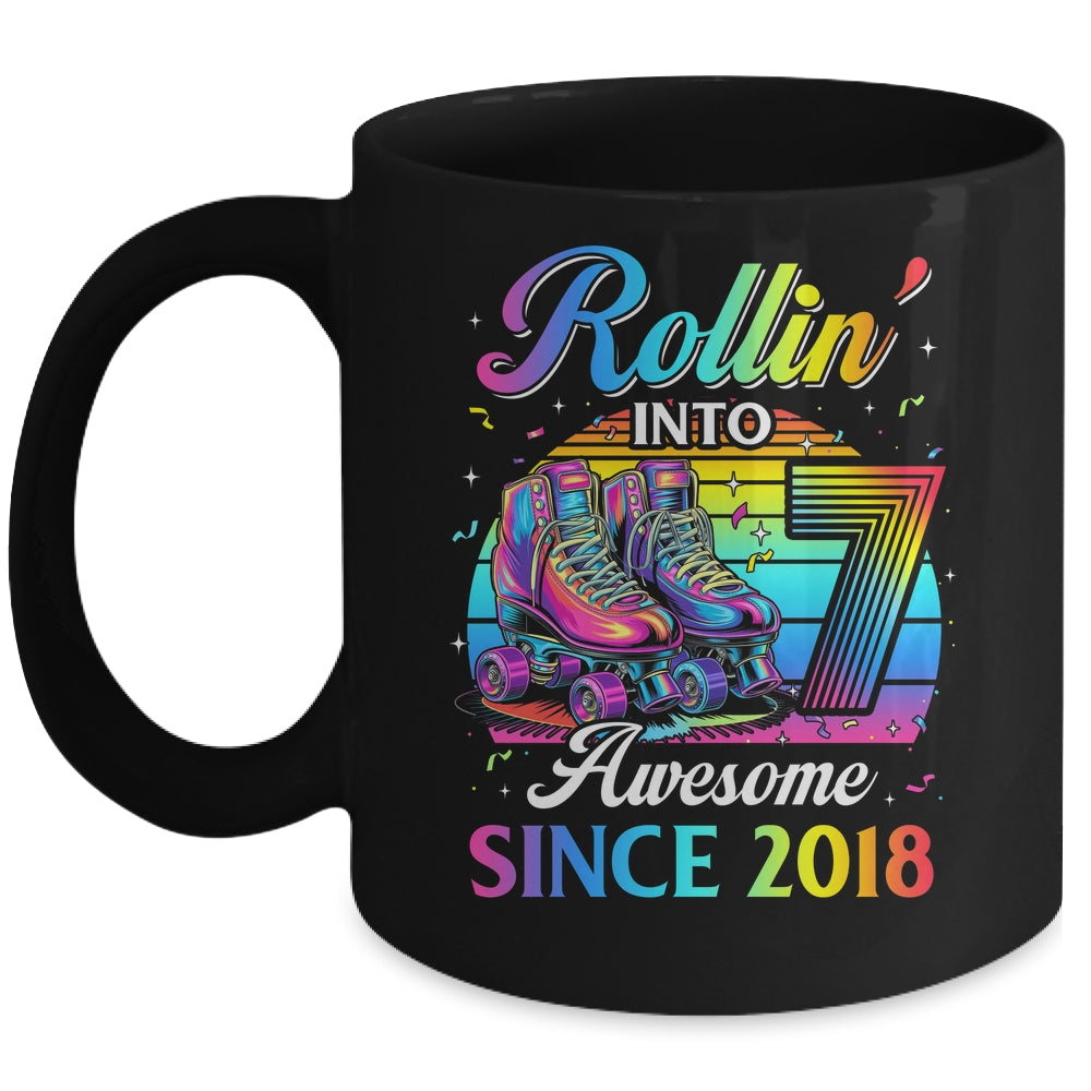 Birthday Roller Skating 7th Girl Rollin Into 7 Skate Party Mug | siriusteestore