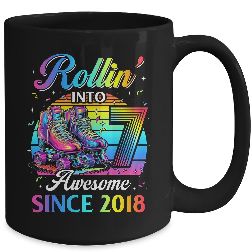 Birthday Roller Skating 7th Girl Rollin Into 7 Skate Party Mug | siriusteestore