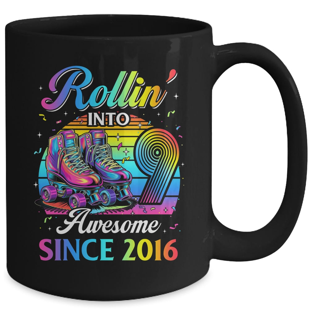 Birthday Roller Skating 9th Girl Rollin Into 9 Skate Party Mug | siriusteestore