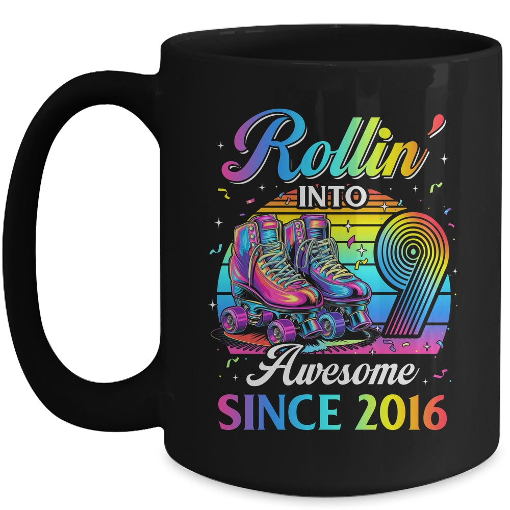 Birthday Roller Skating 9th Girl Rollin Into 9 Skate Party Mug | siriusteestore
