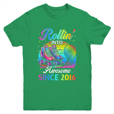 Birthday Roller Skating 9th Girl Rollin Into 9 Skate Party Youth Shirt | siriusteestore