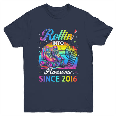 Birthday Roller Skating 9th Girl Rollin Into 9 Skate Party Youth Shirt | siriusteestore