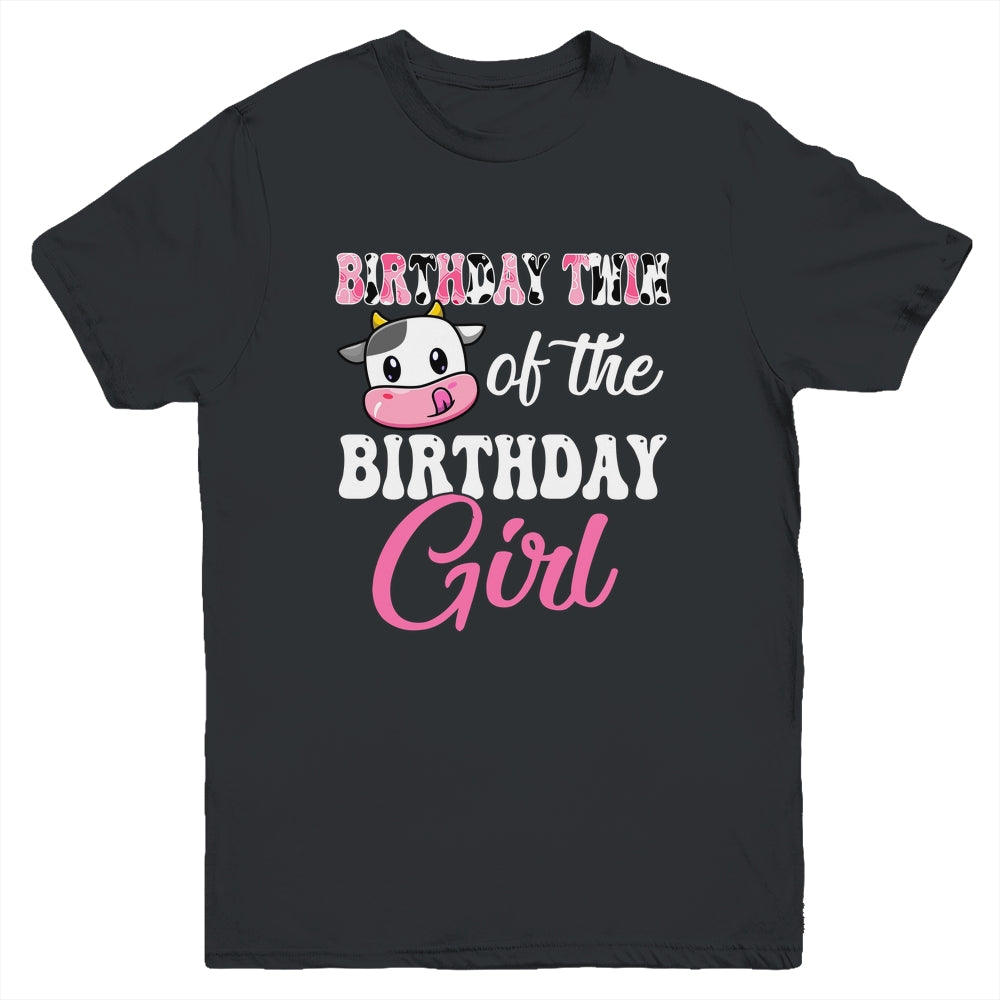 Birthday Twin Of The Birthday Girl Farm Cow 1st Bday Youth Shirt | siriusteestore