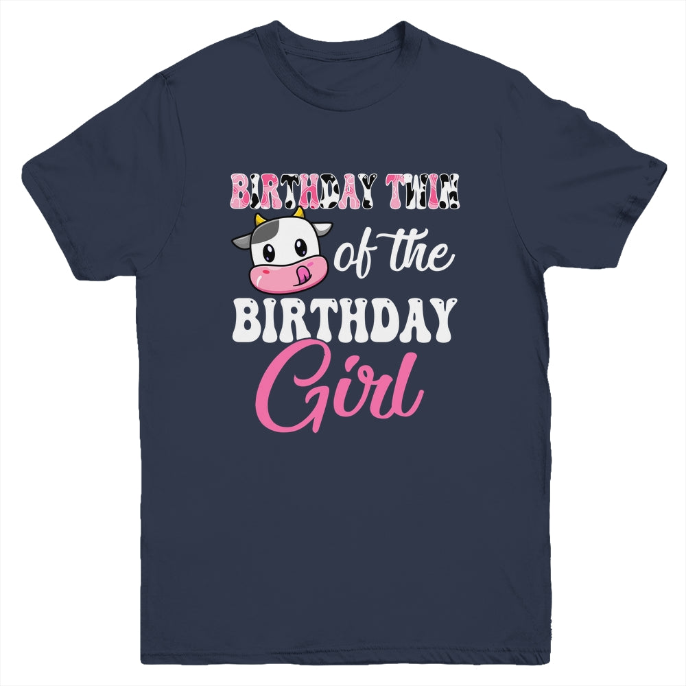 Birthday Twin Of The Birthday Girl Farm Cow 1st Bday Youth Shirt | siriusteestore