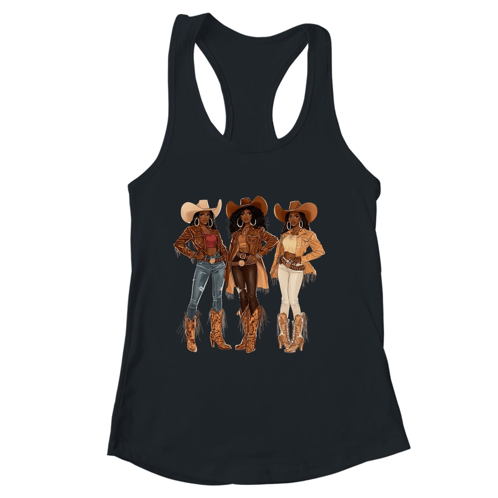 Black African American Cowgirl Western Country Texas Rodeo Shirt & Tank Top | siriusteestore