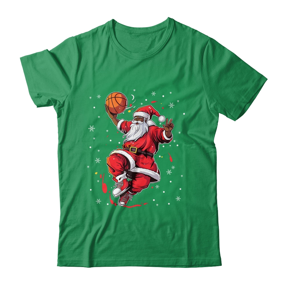 Black African American Santa Claus Basketball Afro Christmas Shirt & Sweatshirt | siriusteestore