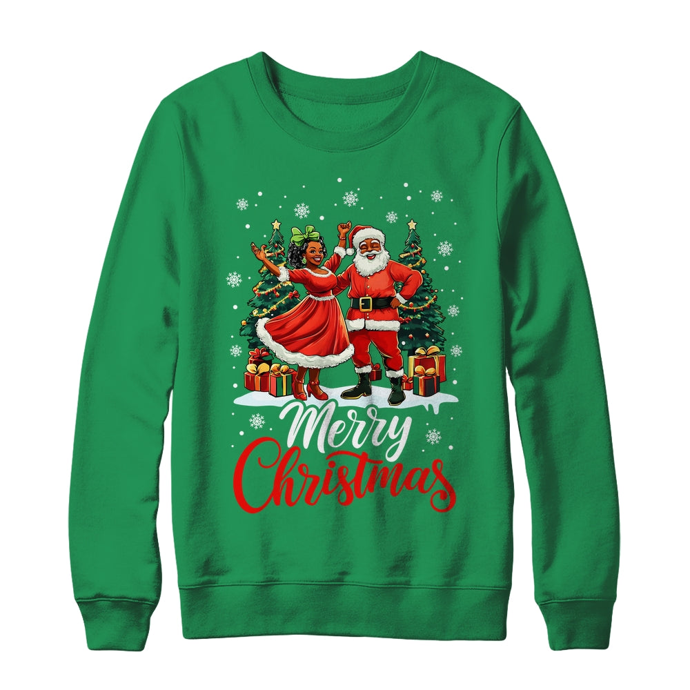 Black African Culture Merry Christmas Funny Santa Claus Shirt & Sweatshirt | siriusteestore