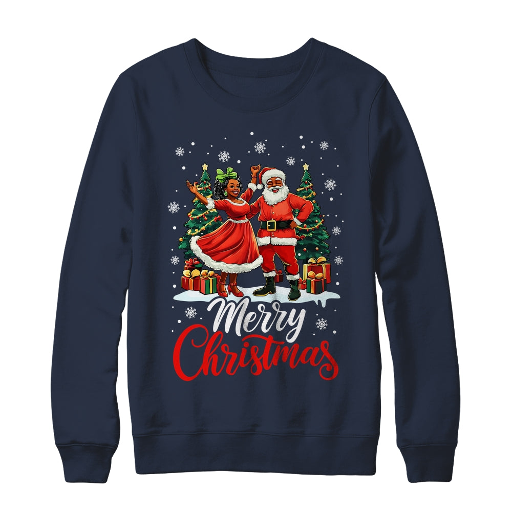 Black African Culture Merry Christmas Funny Santa Claus Shirt & Sweatshirt | siriusteestore