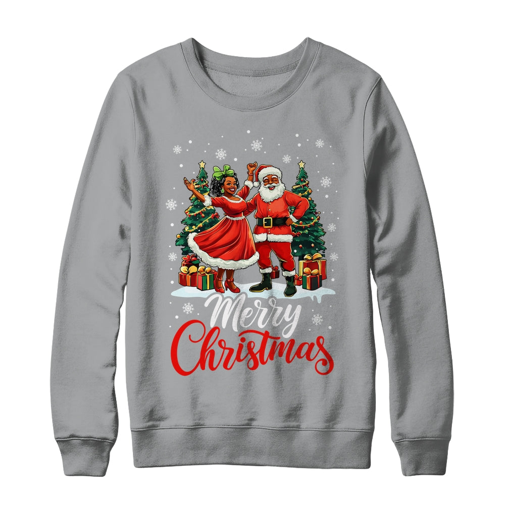 Black African Culture Merry Christmas Funny Santa Claus Shirt & Sweatshirt | siriusteestore