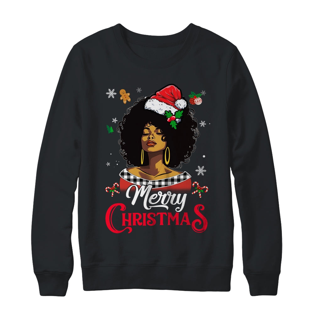 Black African Girl American Melanin Love Christmas Santa Hat Shirt & Sweatshirt | siriusteestore