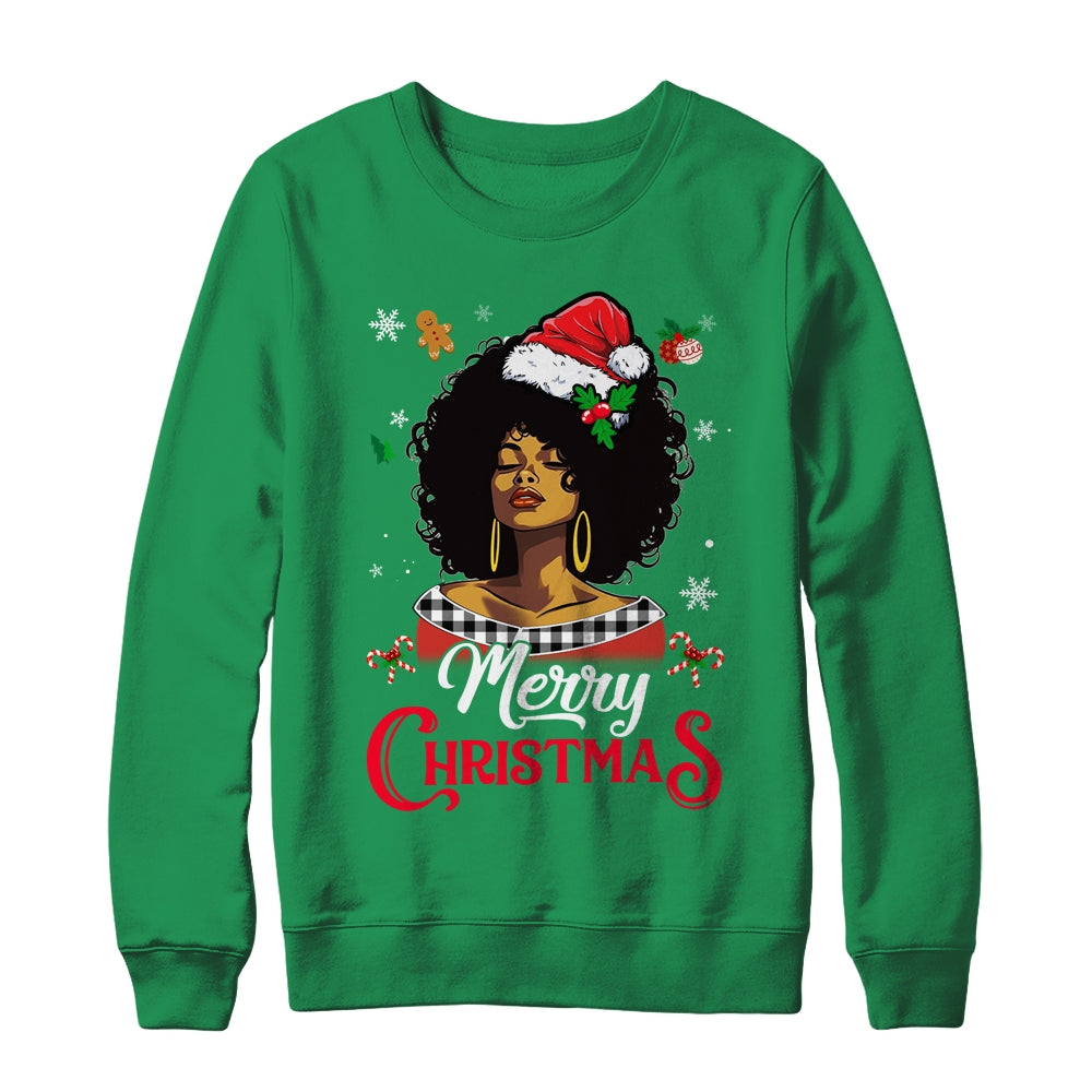 Black African Girl American Melanin Love Christmas Santa Hat Shirt & Sweatshirt | siriusteestore