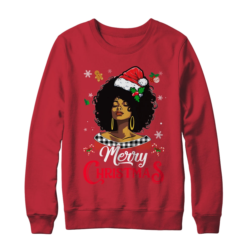 Black African Girl American Melanin Love Christmas Santa Hat Shirt & Sweatshirt | siriusteestore