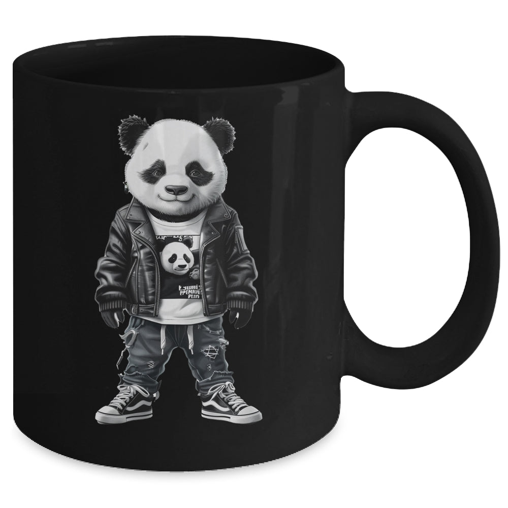 Black And White Panda With Cool Cute Sportswear For Boy Men Mug | siriusteestore