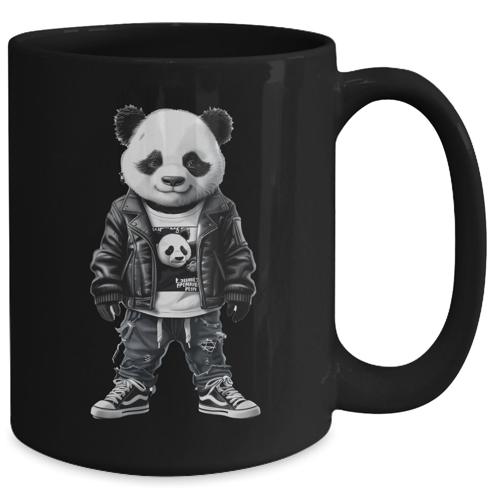 Black And White Panda With Cool Cute Sportswear For Boy Men Mug | siriusteestore