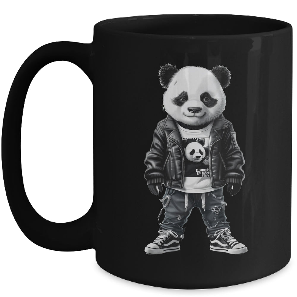 Black And White Panda With Cool Cute Sportswear For Boy Men Mug | siriusteestore