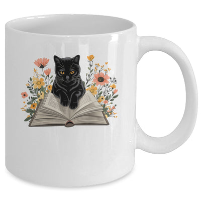 Black Cat For Women Book Lover Cute Cat And Reading Book Mug | siriusteestore