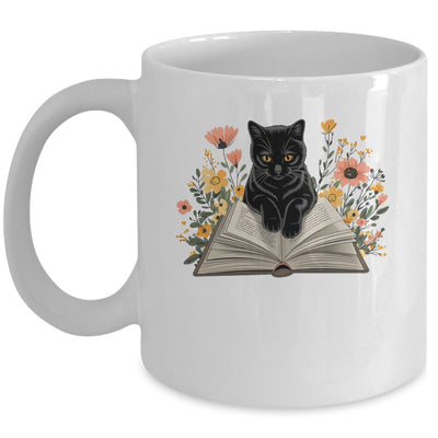 Black Cat For Women Book Lover Cute Cat And Reading Book Mug | siriusteestore