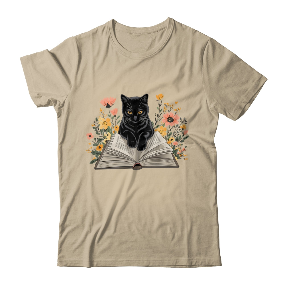 Black Cat For Women Book Lover Cute Cat And Reading Book Shirt & Tank Top | siriusteestore