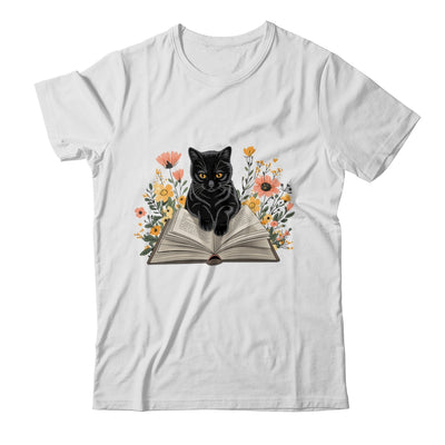 Black Cat For Women Book Lover Cute Cat And Reading Book Shirt & Tank Top | siriusteestore