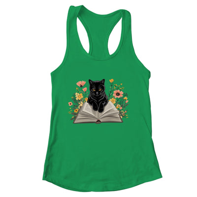 Black Cat For Women Book Lover Cute Cat And Reading Book Shirt & Tank Top | siriusteestore