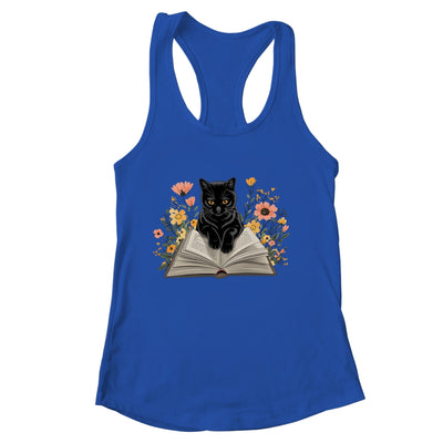 Black Cat For Women Book Lover Cute Cat And Reading Book Shirt & Tank Top | siriusteestore