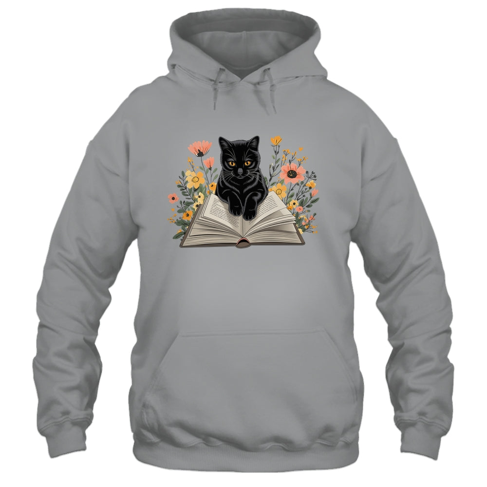 Black Cat For Women Book Lover Cute Cat And Reading Book Shirt & Tank Top | siriusteestore