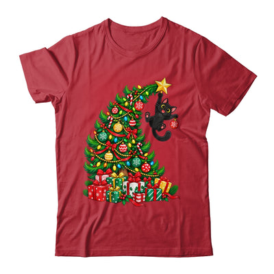 Black Cat Hanging From Christmas Tree Funny Pet Lover Shirt & Sweatshirt | siriusteestore