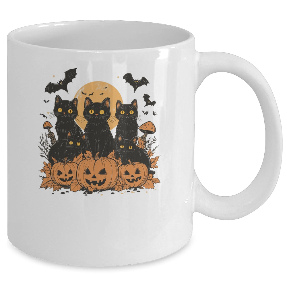 Black Cat Pumpkin Retro Halloween Cat Gothic Spooky Season Mug | siriusteestore