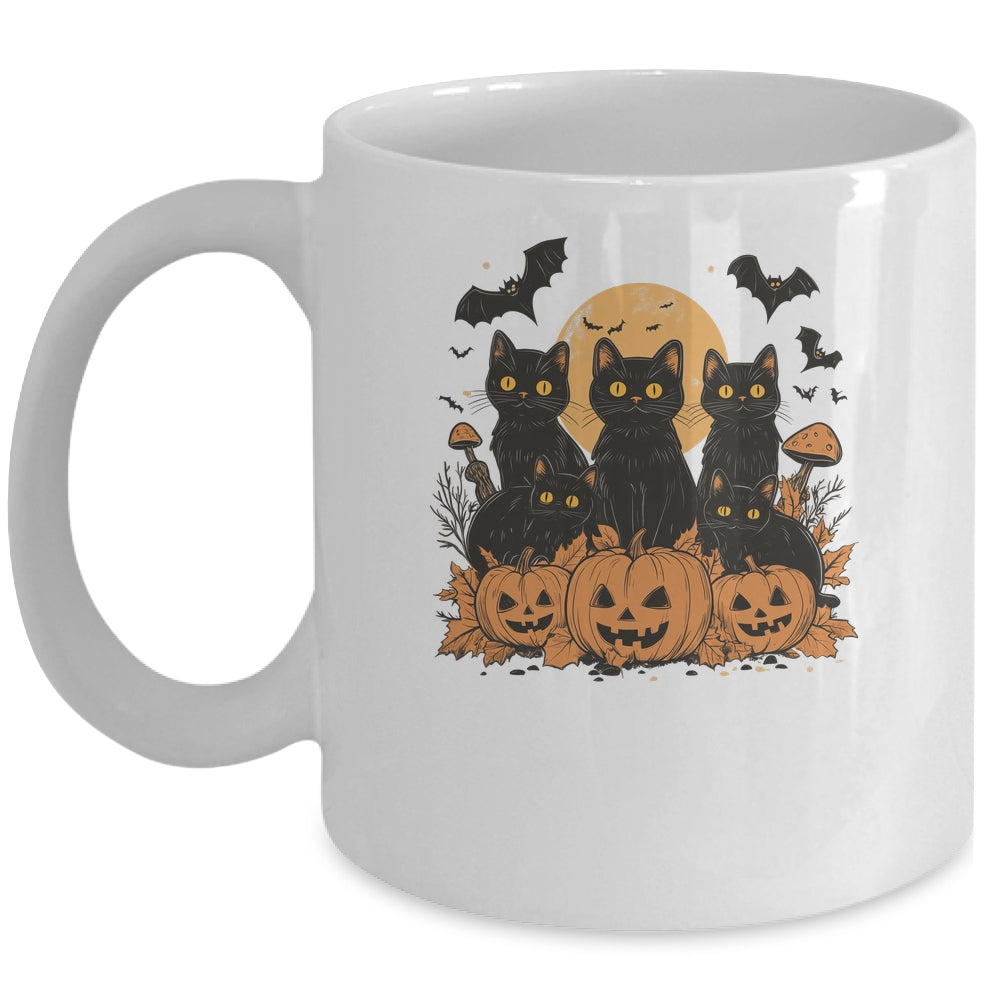 Black Cat Pumpkin Retro Halloween Cat Gothic Spooky Season Mug | siriusteestore