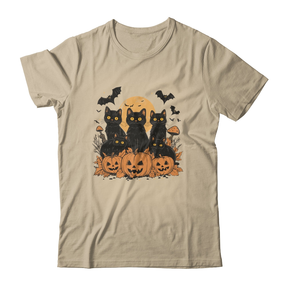 Black Cat Pumpkin Retro Halloween Cat Gothic Spooky Season Shirt & Sweatshirt | siriusteestore
