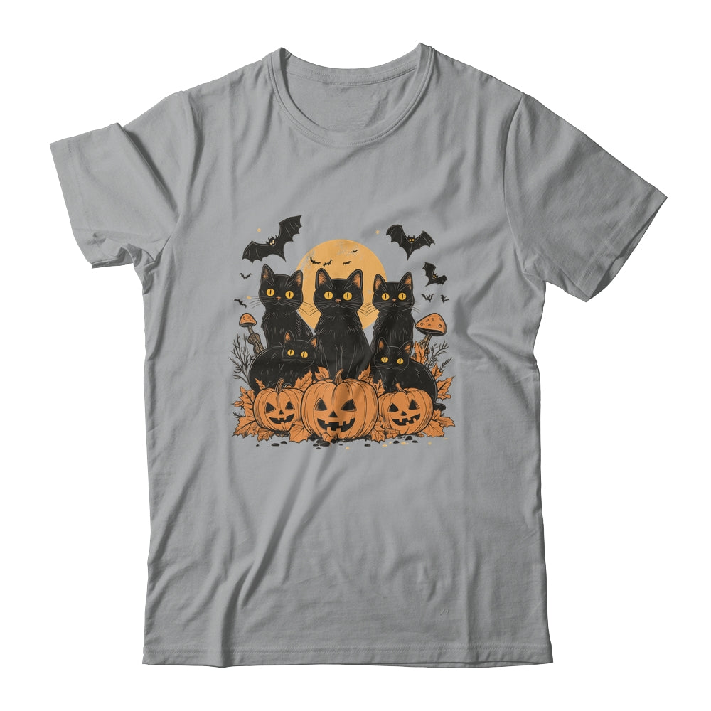 Black Cat Pumpkin Retro Halloween Cat Gothic Spooky Season Shirt & Sweatshirt | siriusteestore