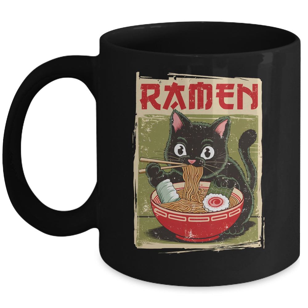Black Cat Ramen Lover Anime Design Women Men Kids Adults Mug | siriusteestore