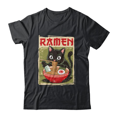 Black Cat Ramen Lover Anime Design Women Men Kids Adults Shirt & Tank Top | siriusteestore