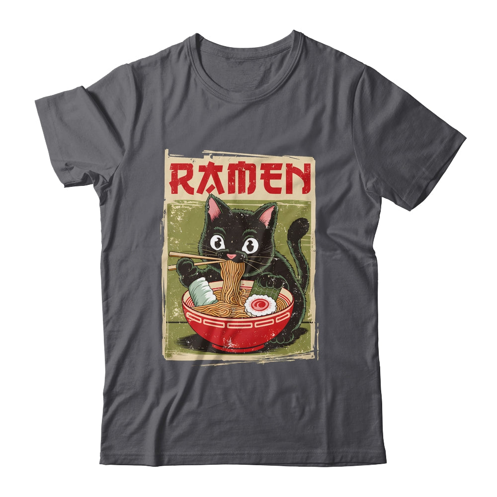 Black Cat Ramen Lover Anime Design Women Men Kids Adults Shirt & Tank Top | siriusteestore