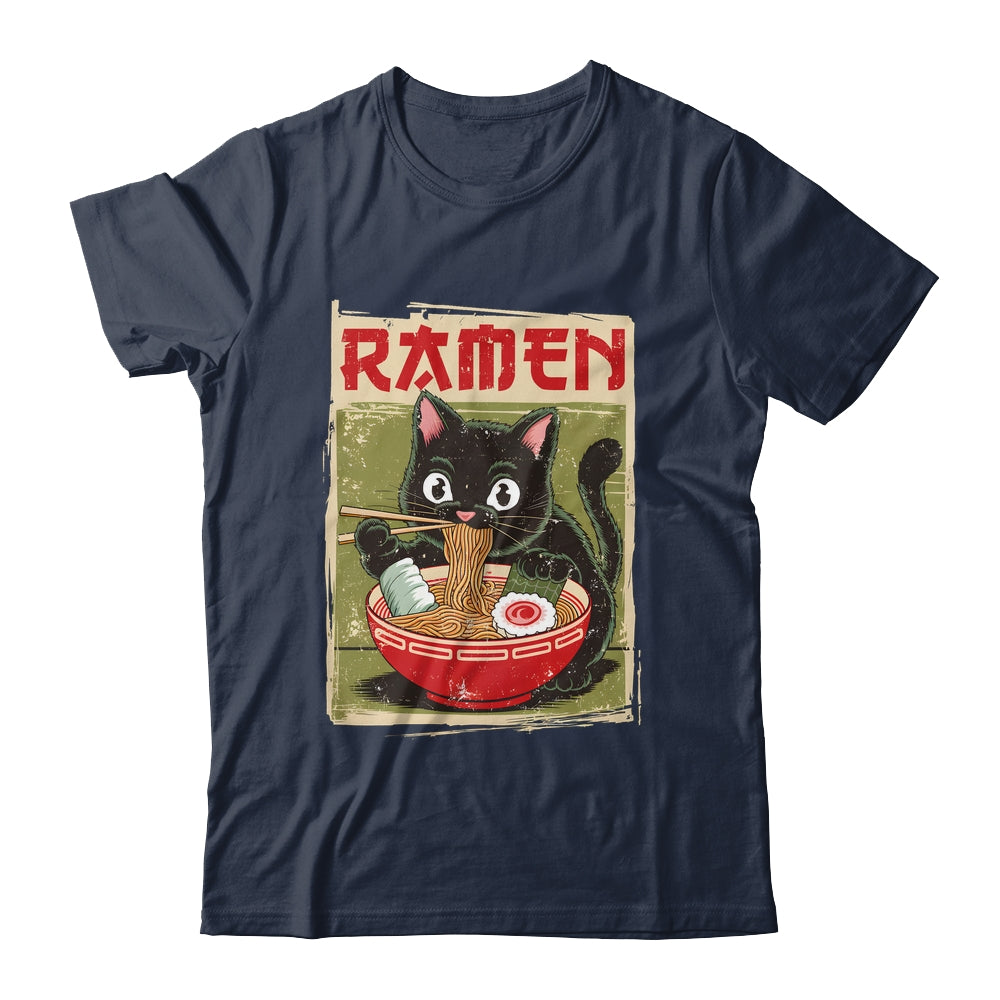 Black Cat Ramen Lover Anime Design Women Men Kids Adults Shirt & Tank Top | siriusteestore