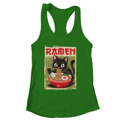Black Cat Ramen Lover Anime Design Women Men Kids Adults Shirt & Tank Top | siriusteestore