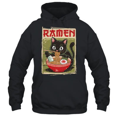 Black Cat Ramen Lover Anime Design Women Men Kids Adults Shirt & Tank Top | siriusteestore
