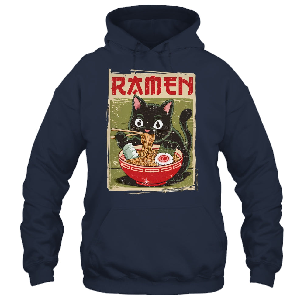 Black Cat Ramen Lover Anime Design Women Men Kids Adults Shirt & Tank Top | siriusteestore
