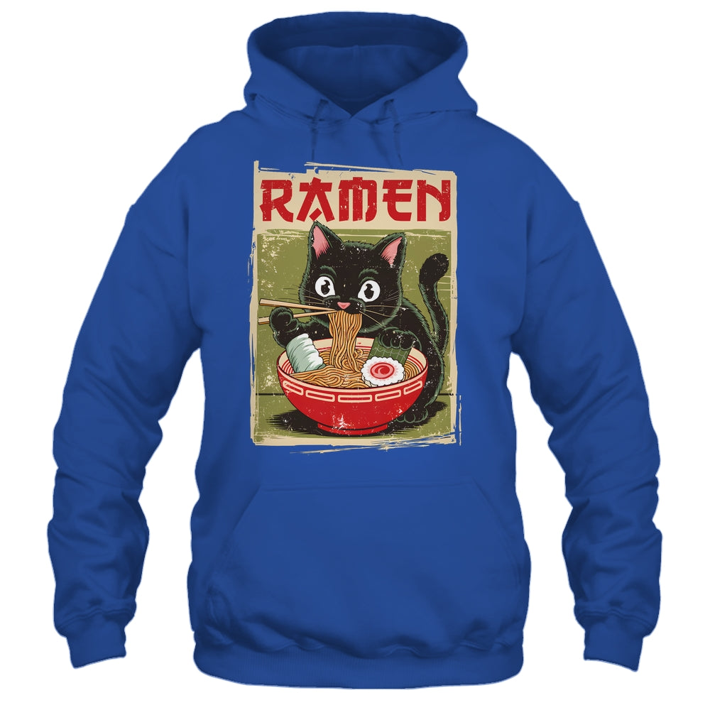 Black Cat Ramen Lover Anime Design Women Men Kids Adults Shirt & Tank Top | siriusteestore