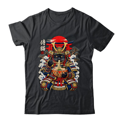 Black Cat Samurai Eats Ramen Funny Japanese Feline Warrior Shirt & Hoodie | siriusteestore
