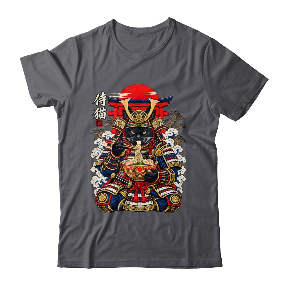 Black Cat Samurai Eats Ramen Funny Japanese Feline Warrior Shirt & Hoodie | siriusteestore