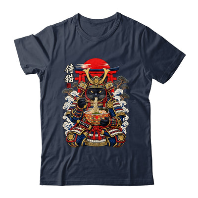 Black Cat Samurai Eats Ramen Funny Japanese Feline Warrior Shirt & Hoodie | siriusteestore