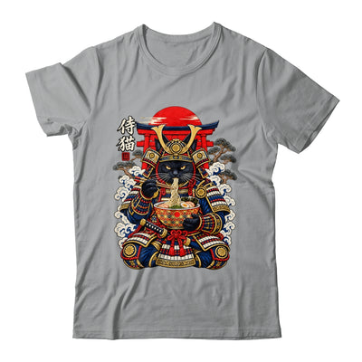 Black Cat Samurai Eats Ramen Funny Japanese Feline Warrior Shirt & Hoodie | siriusteestore