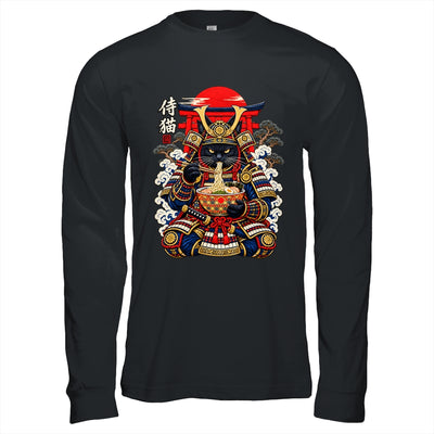 Black Cat Samurai Eats Ramen Funny Japanese Feline Warrior Shirt & Hoodie | siriusteestore