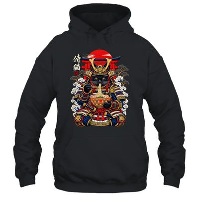 Black Cat Samurai Eats Ramen Funny Japanese Feline Warrior Shirt & Hoodie | siriusteestore