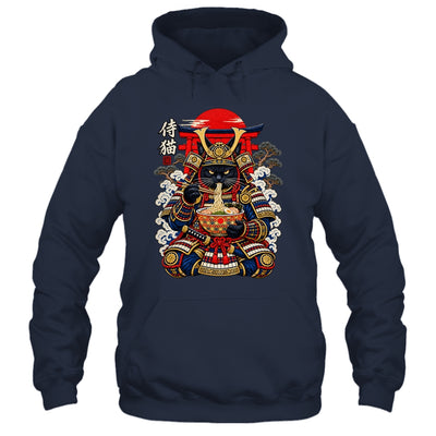 Black Cat Samurai Eats Ramen Funny Japanese Feline Warrior Shirt & Hoodie | siriusteestore