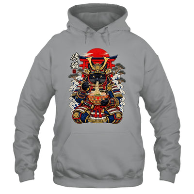 Black Cat Samurai Eats Ramen Funny Japanese Feline Warrior Shirt & Hoodie | siriusteestore