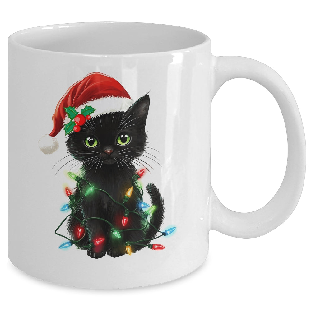Black Cat Santa Christmas Family Matching Cat Lover Xmas Mug | siriusteestore